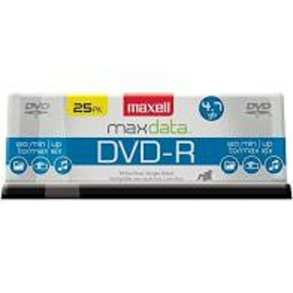 Maxell Max Data DVD-R Disc 4.7GB 16X 120 Minute 25 Pack Data Voice Music Sealed
